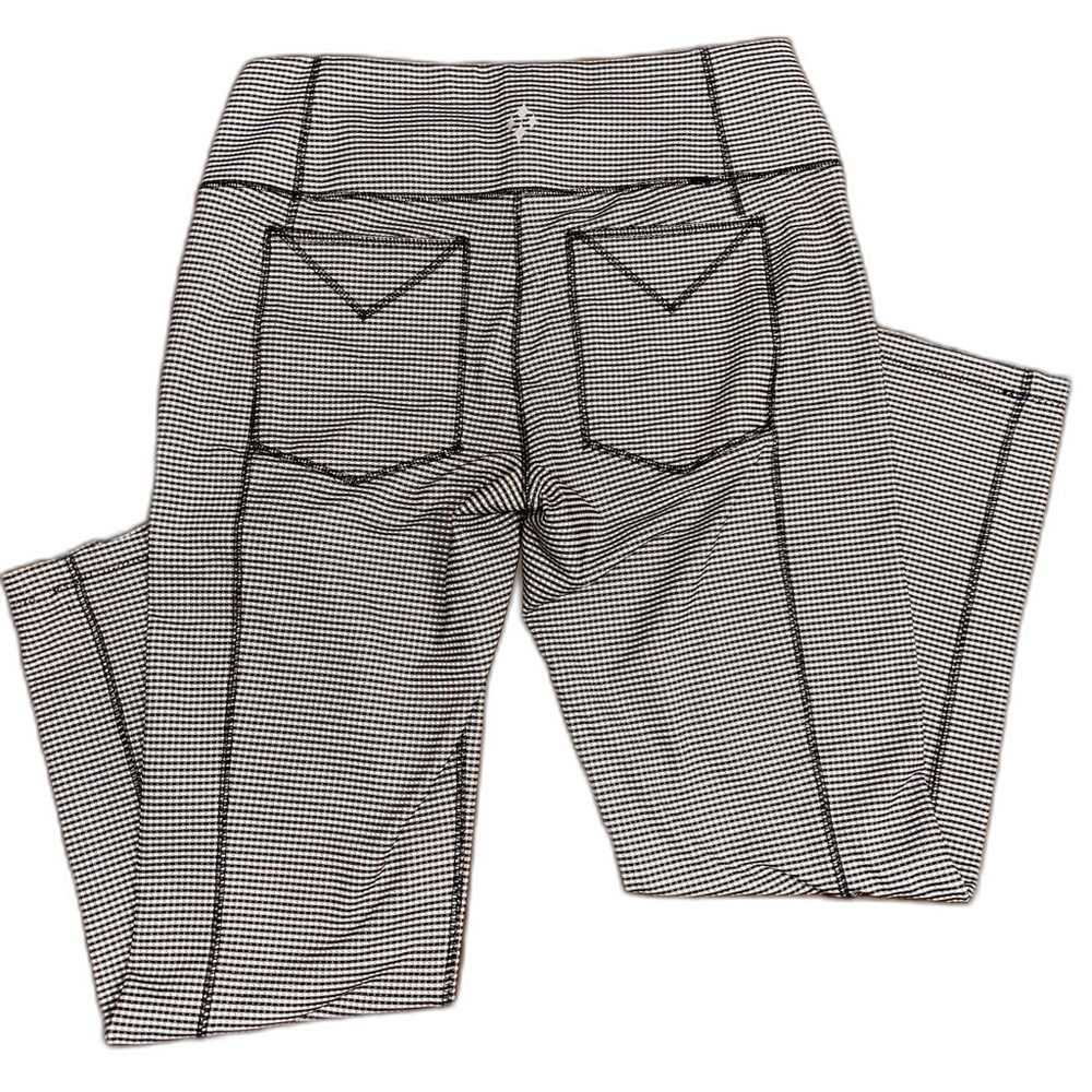 Jofit Black White Check Stretch Pull-On Pants M Mid Rise Golf Travel Comfort